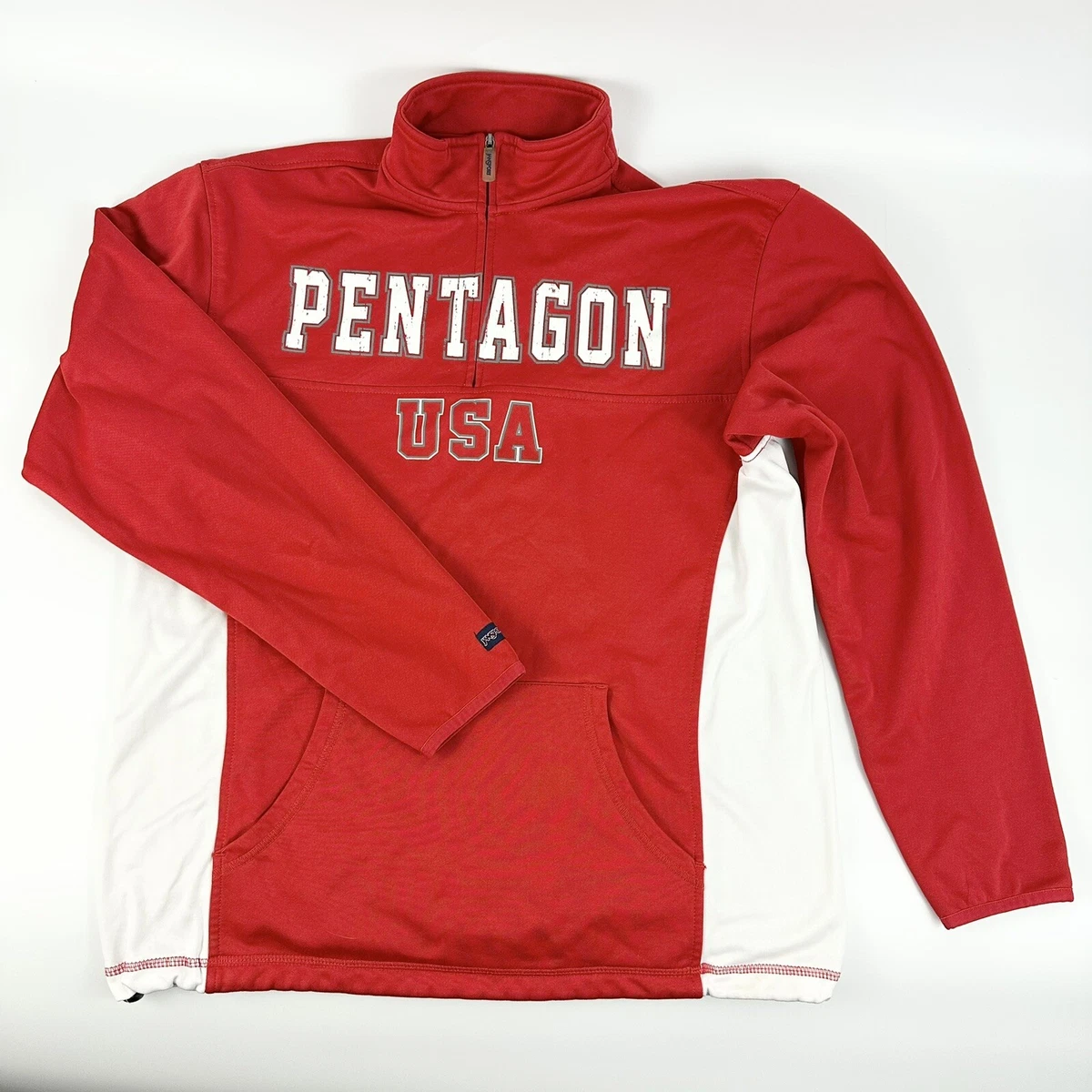 Jansport Pentagon USA Quarter Zip Red Pullover Sweater Mens Medium