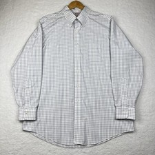 Brooks Brothers Oxford Button Up Shirt 16.5-34 Blue Check Supima Cotton