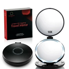 10X MAGNIFYING 1X true View  LED LIGHTED Makeup Travel Mirror Compact