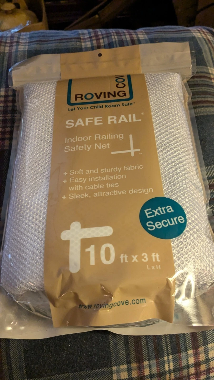 Roving Cove Stair Banister Guard 10ft x 3ft, Railing Safety Net for Baby. New!
