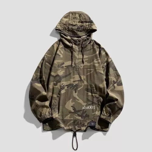 Herren 100 % Baumwolle Tarnjacke Armee grün Pullover Taschenmantel Top Shirt - Picture 4 of 17