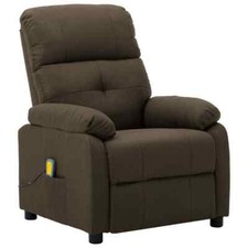 Massage Recliner Brown Fabric vidaXL