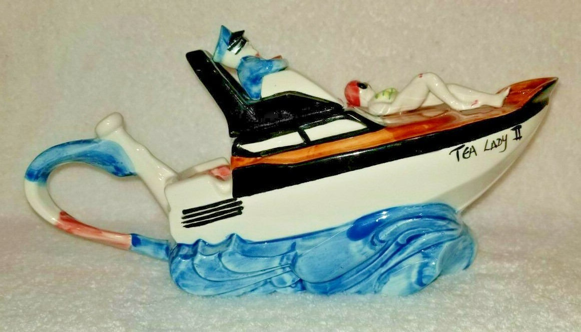 Vintage Swineside Ceramics Made in England Teapot "Tea Lady II" Boat