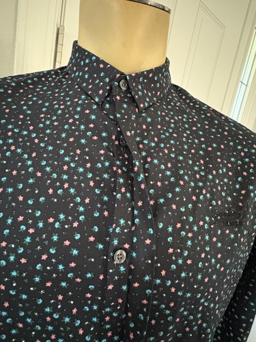 Superdry Premium 'Starry Night' Navy Button Down Shirt Long Sleeve Size Large - Picture 3 of 7