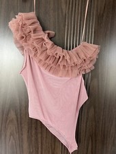 ZARA Ruffled Tulle Bodysuit Blogger Fav Sz S NWT