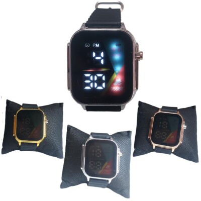 ARMBANDUHR Herren Damen QUARZ DIGITAL LED LCD RECHTECKIG SILBER KUPFER