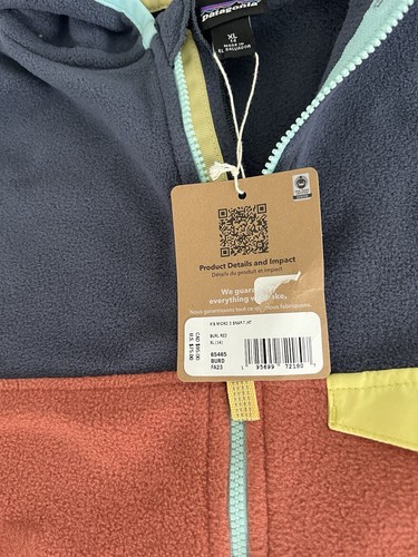 Patagonia $75 Kids' Micro Snap Fleece Jacket New XL(14) Burl Red - Picture 4 of 6