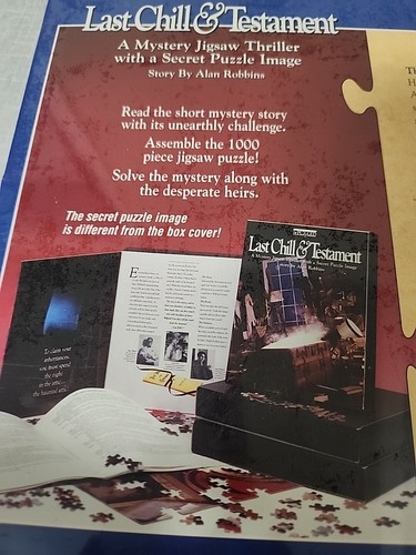 New Sealed BePuzzled Last Chill & Testament 1000 Pc Mystery Jigsaw Thriller 1993 - Foto 9 di 10