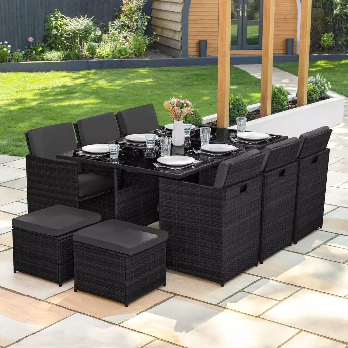 Rattan cube set 10 seater deals