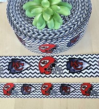 7/8  1.5" 1 YD Kansas City Chiefs Grosgrain Ribbon Chiefs Hair Bow Ribbon