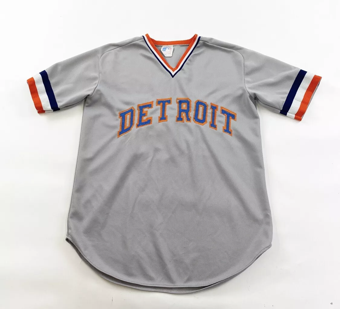 Vintage Detroit Tigers Baseball Jersey Size Medium Gray Made In USA Ravens  Knit