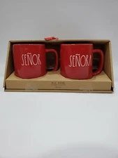 Rae Dunn "SENOR SENORA" Mugs Gift Set Valentines Day Red Brand New Fast Shipping