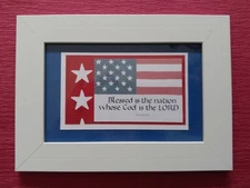 Blessed is the nation Psalm 33:12 hand-lettered calligraphy 5"x7" framed print