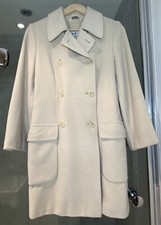Max Mara Sportmax Wool Blend Double Breasted Peacoat In Beige Oatmeal Size 8