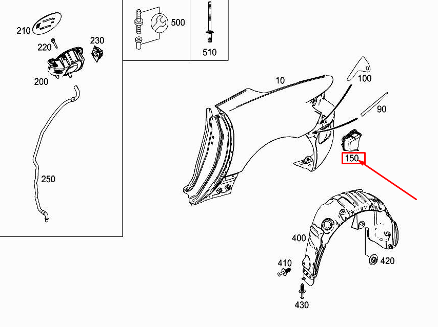 Neu MERCEDES-BENZ SLK R172 Kotflügel-Entlüftungsklappe hinten rechts A1728300800