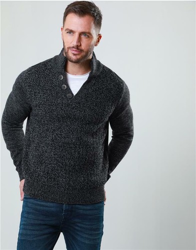 Mens Knitwear Jumper Sweater Funnel 