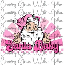Sublimation Transfer Christmas Santa Baby Pink Ready To Press Heat Transfer
