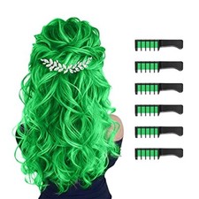 Temporary Hair Chalk Comb Hair Color Dye Cosplay Kit Washable Safe 6 Pcs Green