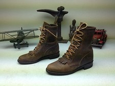CLASSIC JUSTIN DISTRESSED BROWN LEATHER WESTERN KILTIE GRANNY LACE BOOTSSIZE 5 B