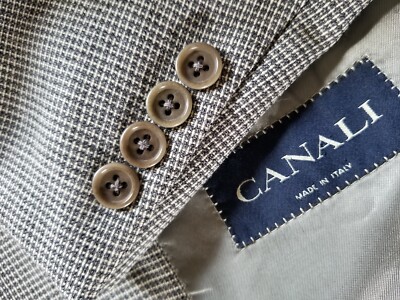 CANALI Brown White Check textured 4 Season sport Coat Jacket Blazer 54R 44R