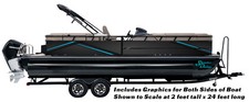 Blue Diagonal Stripes Black Graphic Kit Decal Fishing Boat Wrap Pontoon Vinyl