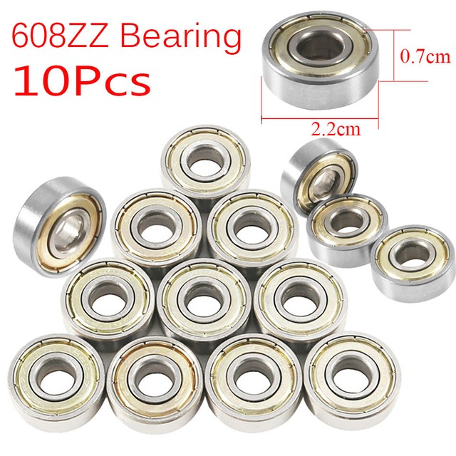 10Pcs 608ZZ Ball Bearing 3D Printer Deep Groove Steel Bearing 8x 22 x
