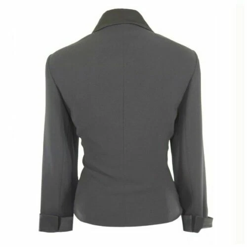 Simon Chang 黑色链条缎面细节纽扣夹克 $340 HH — 第 3/4 张图片