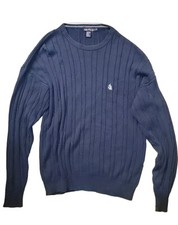 VTG Nautica Men's Heavyweight Crewneck Cable Knit Jumper Sweater Navy Blue  XL