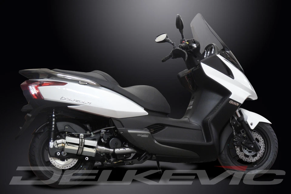 Kit silenciador de escape ovalado de acero inoxidable Kymco Downtown 300i 2011-2016 Slip On 9" Foto 4 de 4