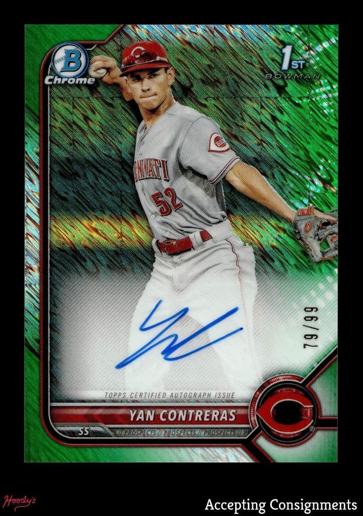 2022 Bowman Chrome Green Shimmer Refractors Yan Contreras 1st ROOKIE AUTO 79/99
