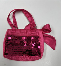 Build-A-Bear BAB Purse Handbag Red Satin/Silk Type Wristlet Sequin Bow Accessory