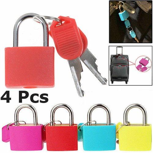 4x Heavy Duty Padlocks Small Coloured Brass Travel Luggage Bag Suitcase Lock Set - Picture 9 of 11