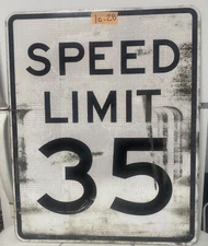 Road Traffic Street Sign Authentic Retired Real Speed Limit 35 30"X24" Lot 10-28