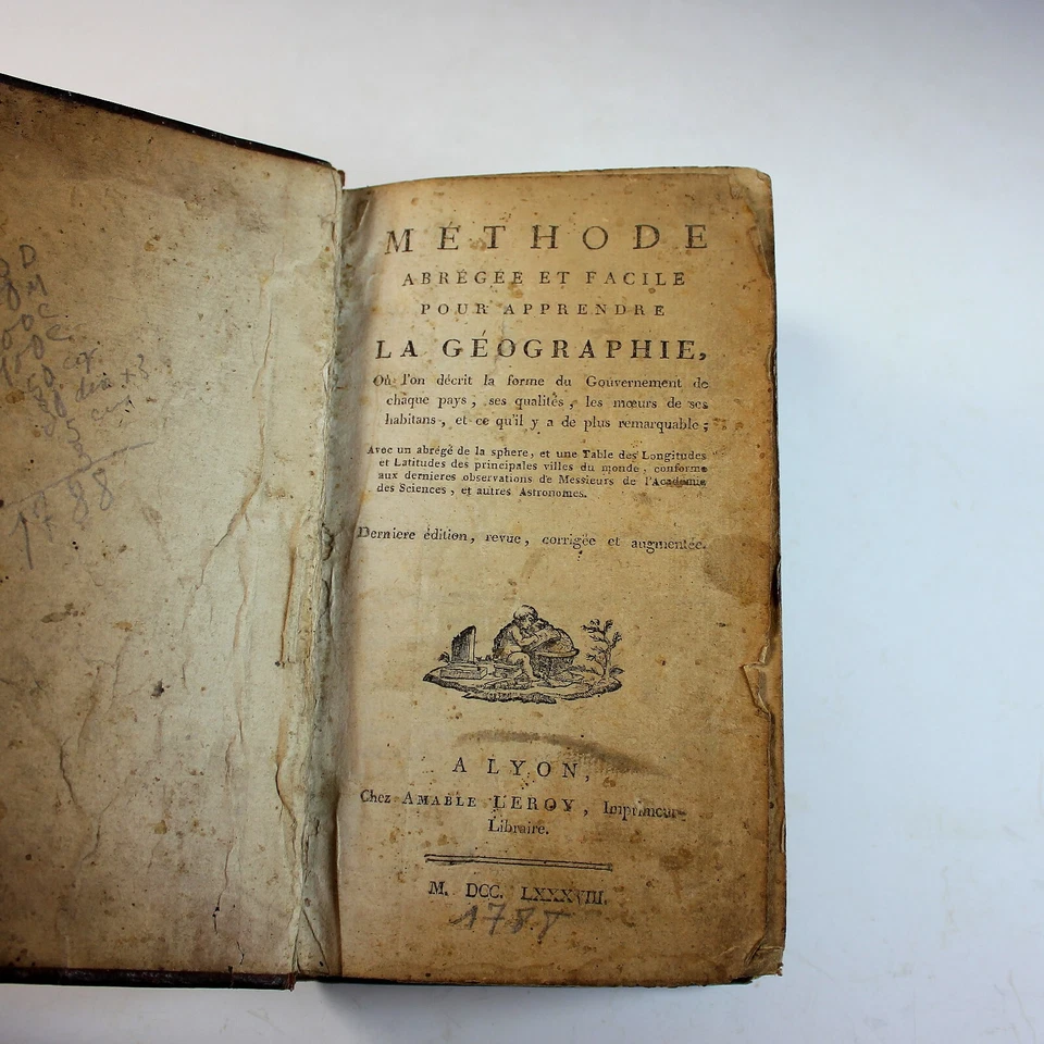 Original 1788 French Geography Book with 12 Engraved Plates of Maps Foto 2 de 4