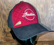 INDIAN Motorcycle Sz M / 22 Black & Dark Red CAP / HAT & Gold-toned Logo PINBACK