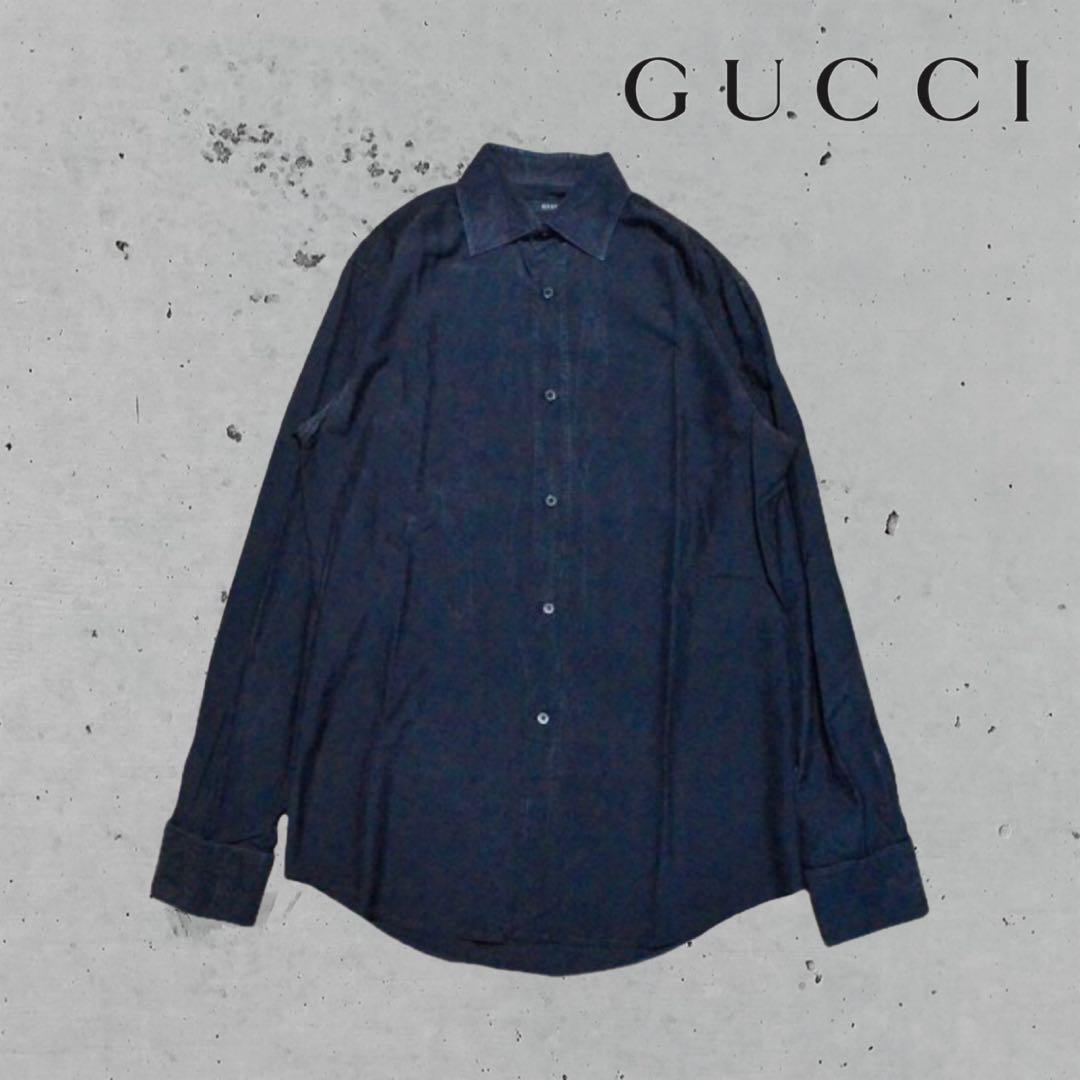 vintage gucci silk black shirt 90s