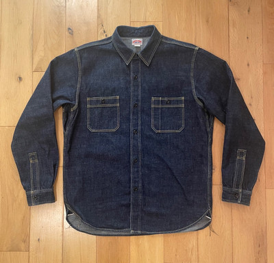 The Real McCoy's Selvedge Indigo Denim Work Shirt Size 16 Made in Japan