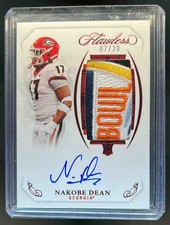 2022 Flawless Collegiate Nakobe Dean Rookie Patch Auto Vertical Ruby RC #07/20