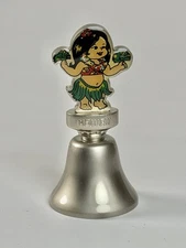 Hawaiian Dancing Hula Girl Silver Plated Bell 3.5”