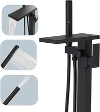 Freestanding Bathtub Faucet Tub Filler Floor Mount Bathroom Faucet Matte Black
