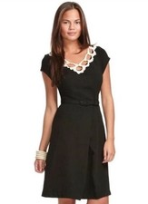 Libertine for Target Black Mini Dress Size 7 Crochet Collar Belted