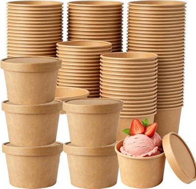 75 Pack 8oz Paper Soup Containers with Lids, To Go Hot Cold Soup Container,