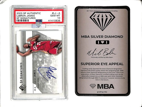 2003-04 SP Authentic LeBron James Signatures MBA Silver Auto RC #LJ-A PSA 10