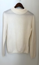 Prive Cashmere 100% Cashmere Cream / Ivory Mock Neck Size: M Long Sleeve Sweater