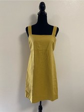 Uniqlo Dress Women’s Size Small Mustard Yellow Square-Neck Linen Blend Sundress