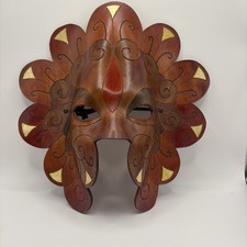 Handcrafted Leather Lion Mask Made In Italy 12 Inches Beautiful Great Condition
