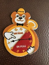 Vintage PG&E Magnet Off Peak On Peak Meter Hours Bear Clock 3" Econ-O-Line