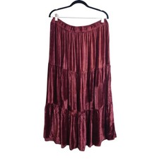 Vtg Pegasus Burgundy Purple Velvet Tiered Peasant Maxi Skirt One Size Whimsigoth