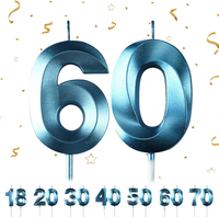 Geburtstagskerzen Zahlen 60,3D Blau Geburtstagskerzen,Kerzen Geburtstag Zahl 60,