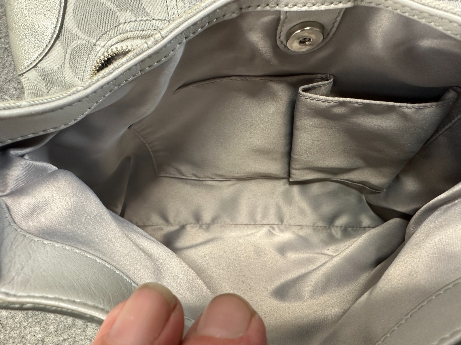 Coach Metallic Round Patchwork Canvas Leather 3 C… - image 13